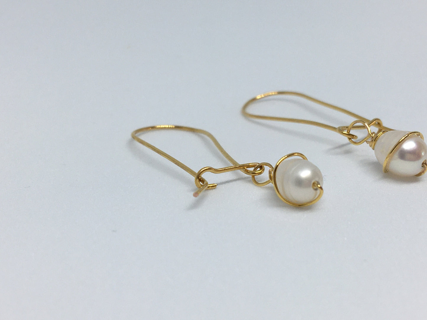 Freshwater Pearl dangle drop gold earrings for her/ Waterproof Jewelry/Wedding, bridesmaids gifts/ UK shop - Free Shipping