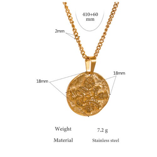 Gold Coin Textured Pendant Necklace for her/ 14k Golden Plated/ Etsy UK shop - Free Shipping