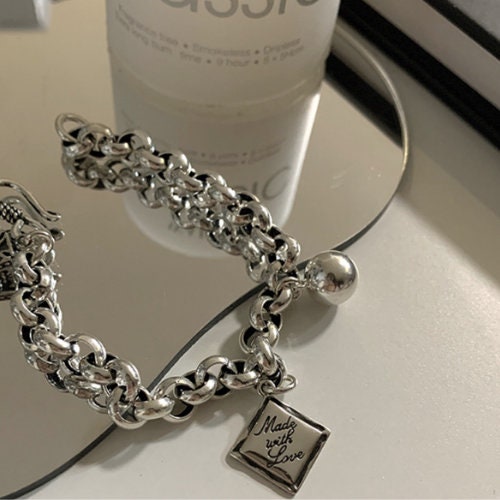 Silver Bracelet, Chunky Chain 925 Sterling Silver Bracelets, Birthday Anniversary gifts for her UK seller