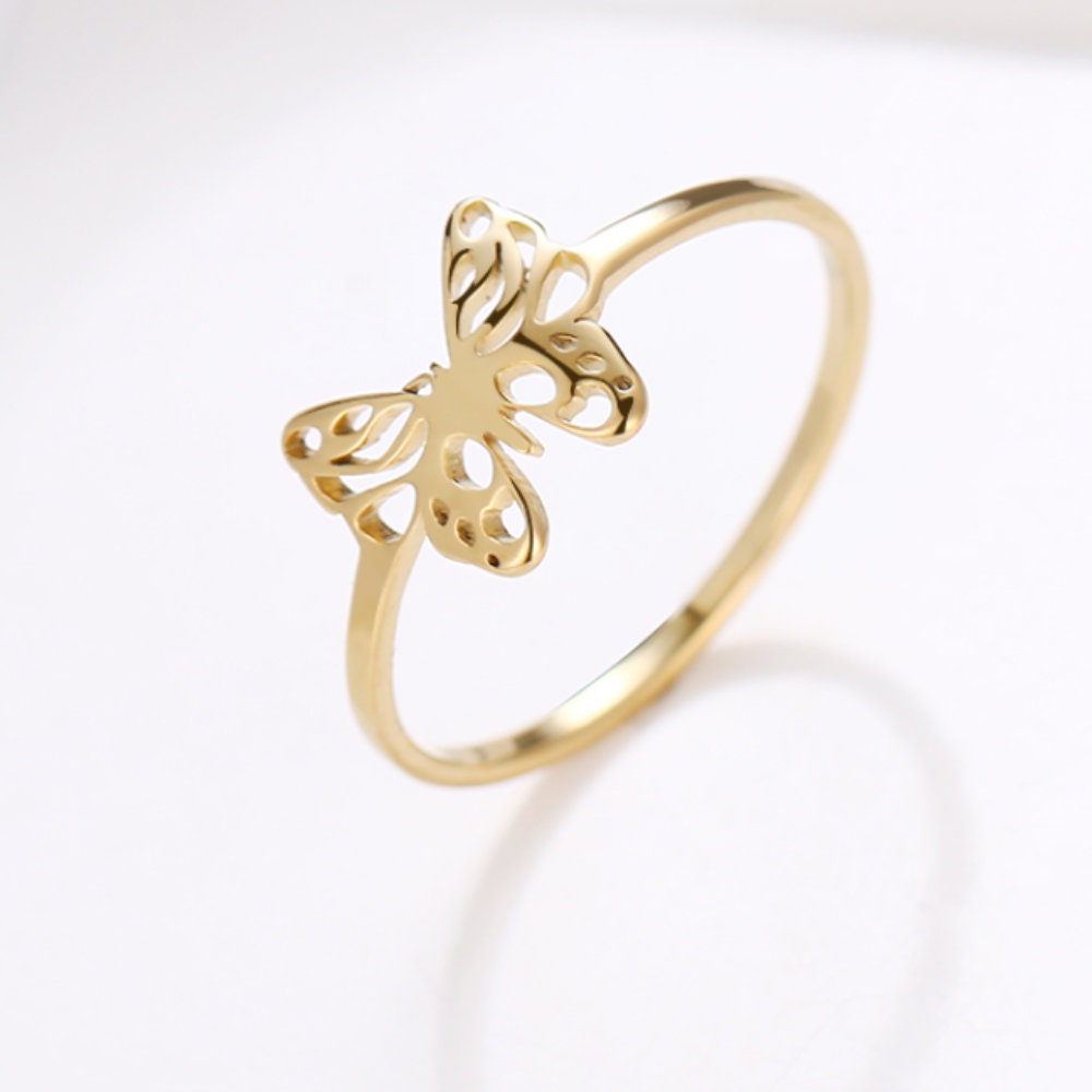 Butterfly thin band waterproof and hypoallergenic Gold Rings for her/ Birthday, anniversary gifts for her/ UK shop