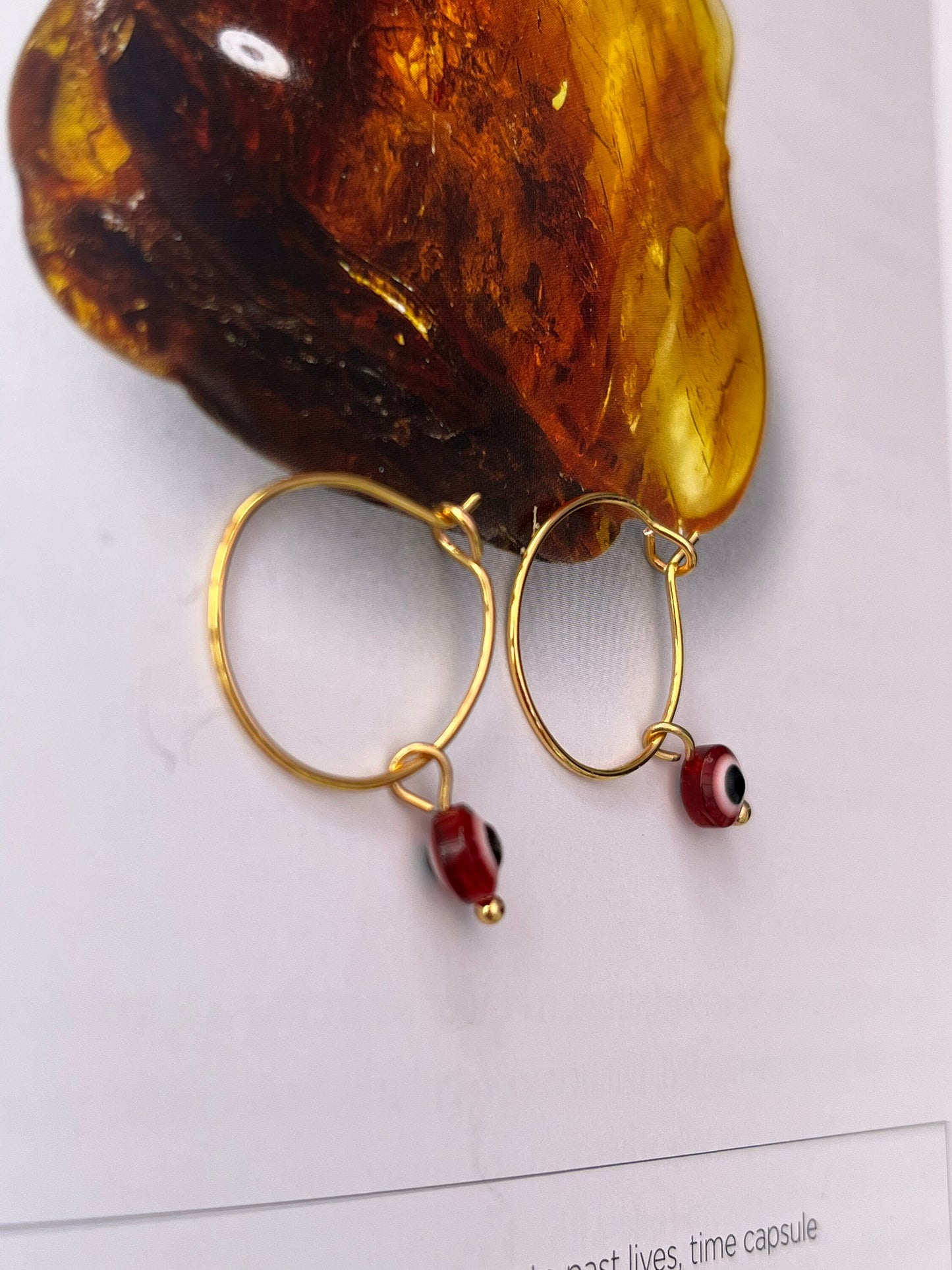 Evil Eye gold hoops Earrings/ Murano Glass Evil Eye charm/ Handmade Jewelry/Etsy Uk seller - Free Shipping