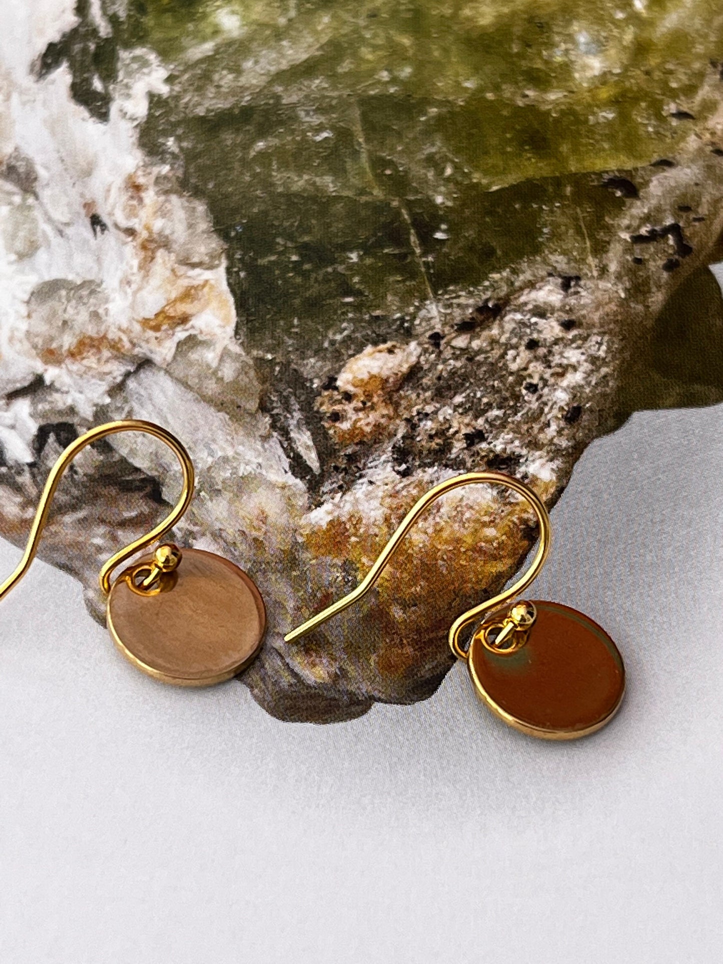 Dangle Earrings, Small Disc, Dainty Dangle Earrings for her Birthday, Anniversary UK seller