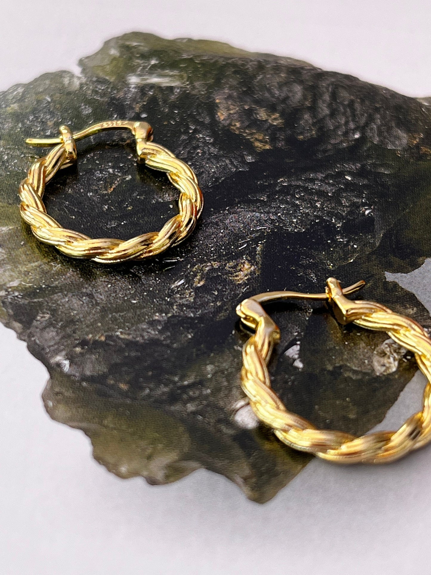 Circle Twisted Hoop Earring for her/ Gold Plated / shop based UK - Free Shipping