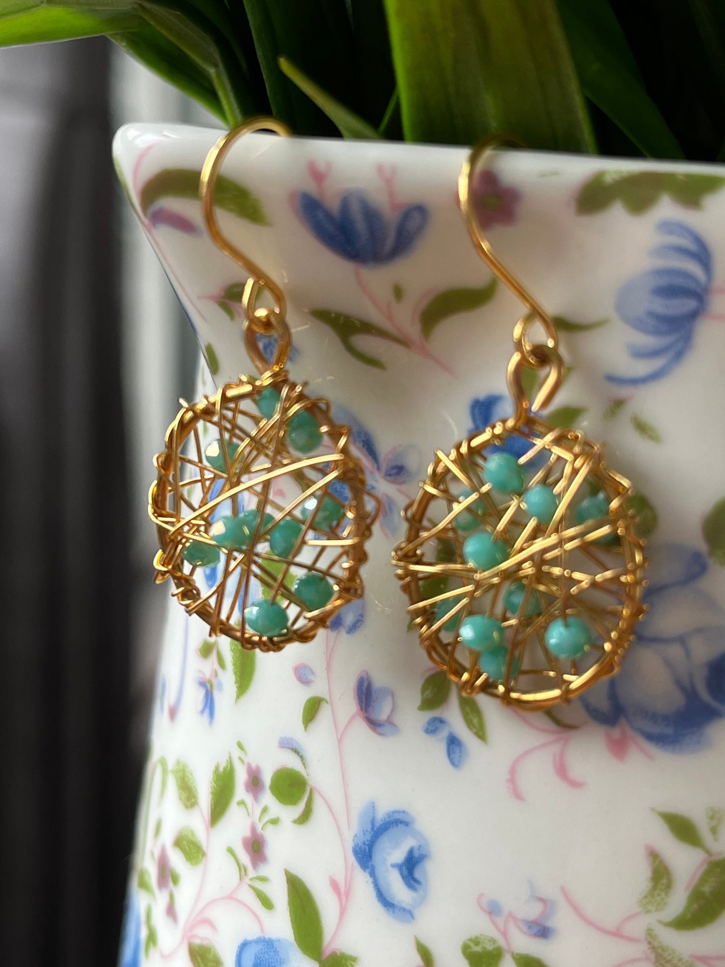 Handmade Gold Dangle Earrings/ Gold Plated Earrings for her/ Etsy UK shop