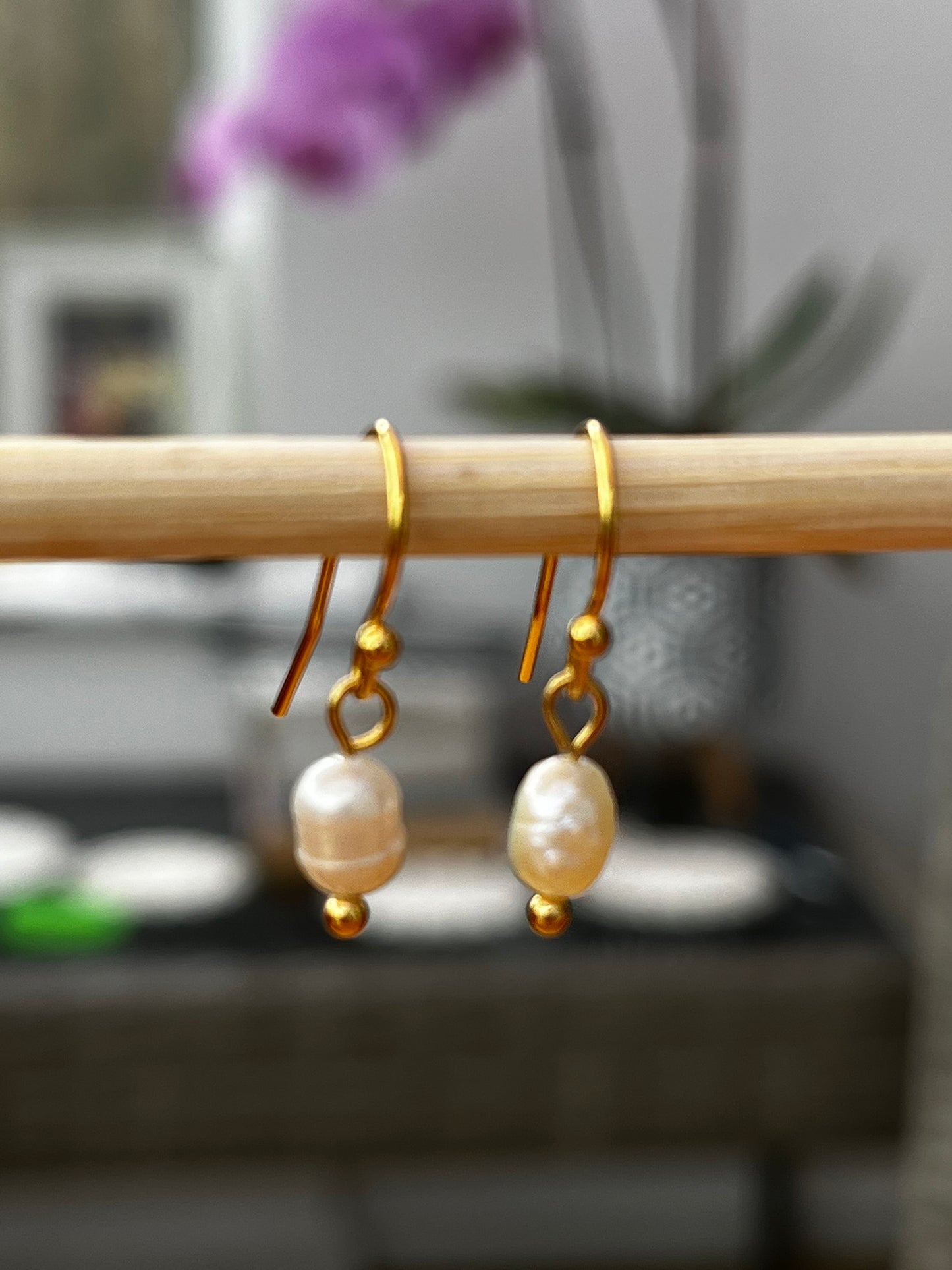 Handmade Small freshwater pearl dangle & drop earrings/ waterproof and hypoallergenic/ Birthday, Anniversary UK shop