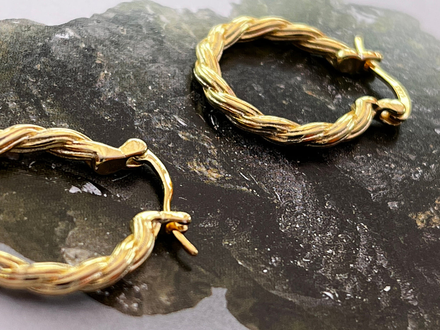 Circle Twisted Hoop Earring for her/ Gold Plated / shop based UK - Free Shipping