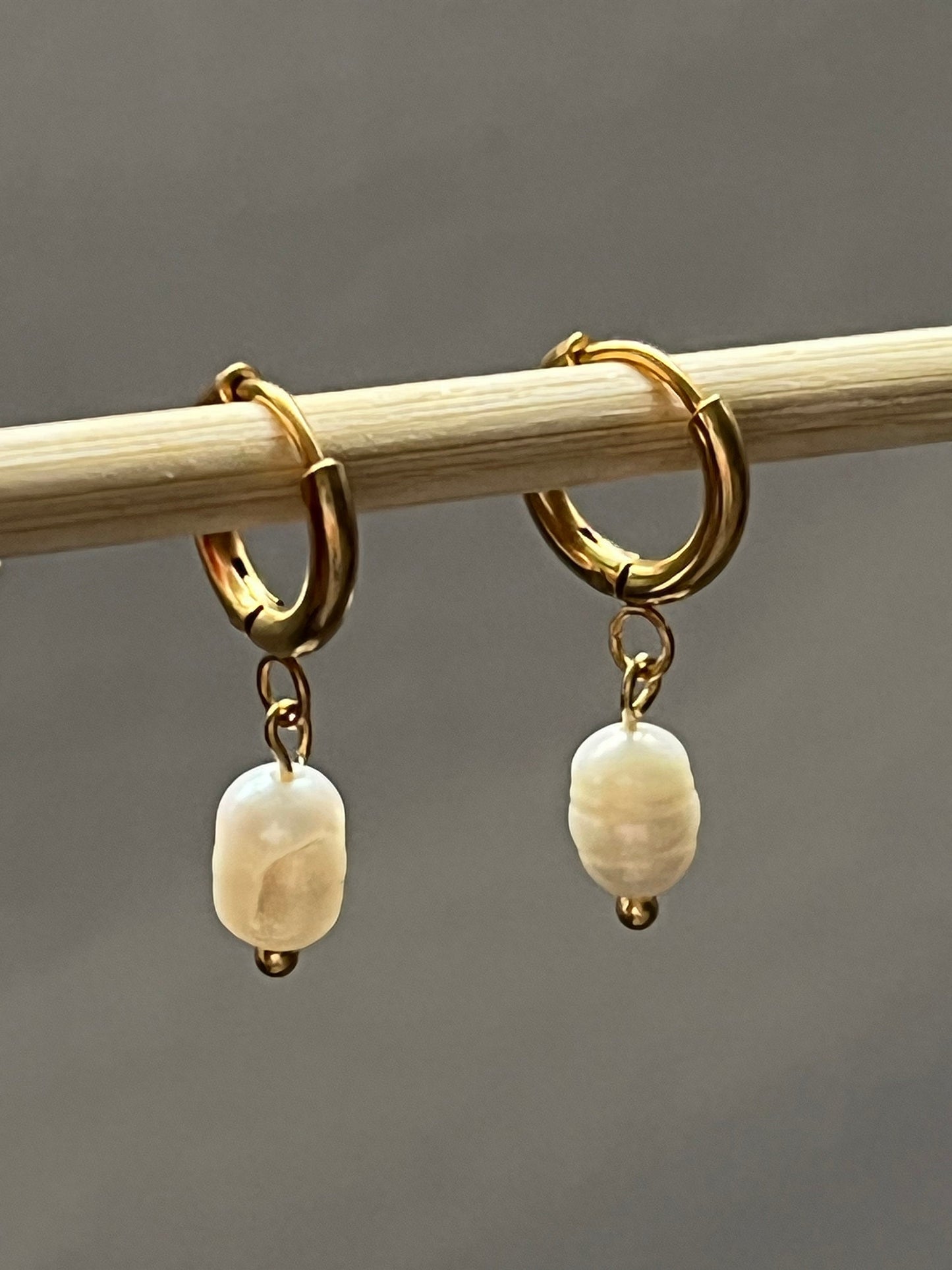 Pearl Drop Small Hoops Earrings, Gold Hoop Earrings, Waterproof and Hypoallergenic, Freshwater drop Pearl Earrings for Women Etsy UK seller