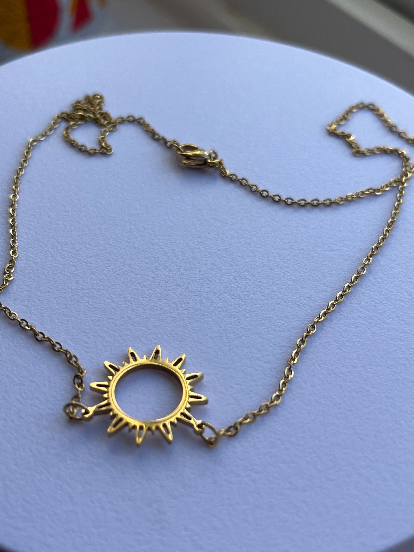 Gold Sun Pendant necklace for her/ Waterproof, Tarnish free/ UK shop - Free Shipping