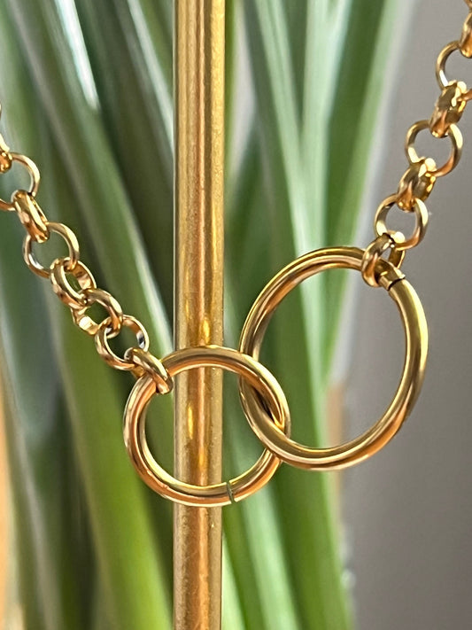 Dainty Minimalist Interlocking Circle Necklace/ Infinity Double Linked Necklace in Gold/ 100%Waterproof/Etsy UK Shop - Free Shipping