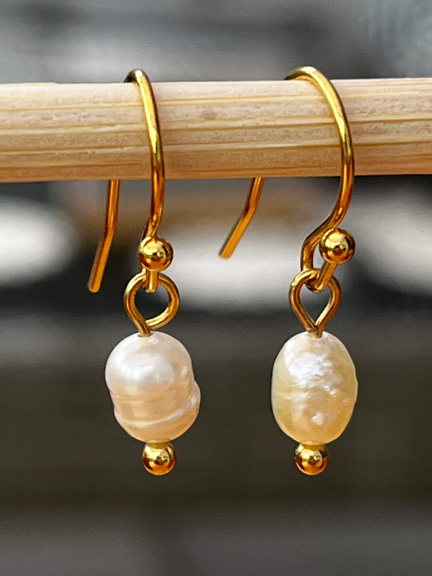 Handmade Small freshwater pearl dangle & drop earrings/ waterproof and hypoallergenic/ Birthday, Anniversary UK shop