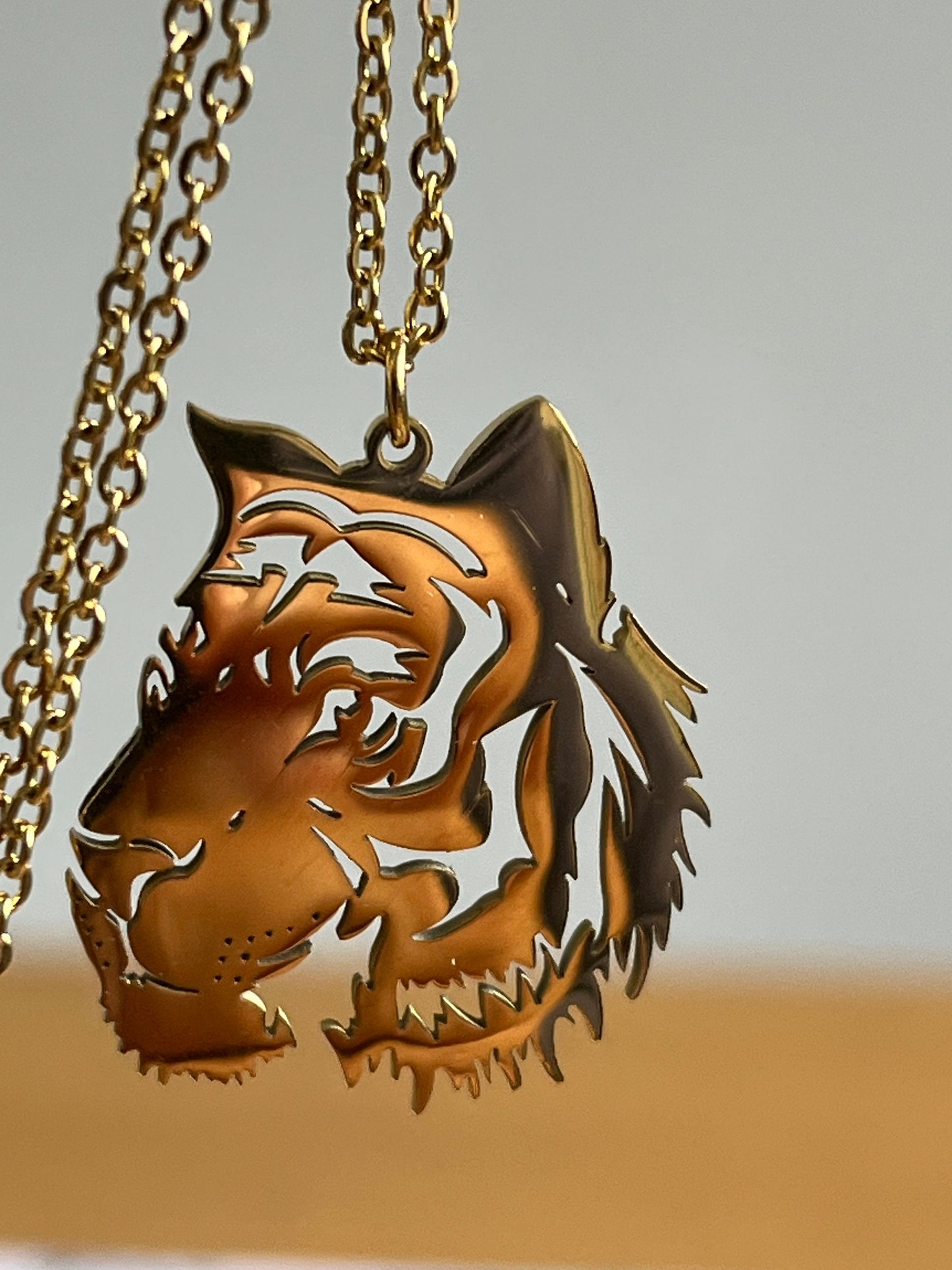 Tiger pendant necklace for Men/ Waterproof, sweatproof and tarnish free/ UK shop - Free shipping