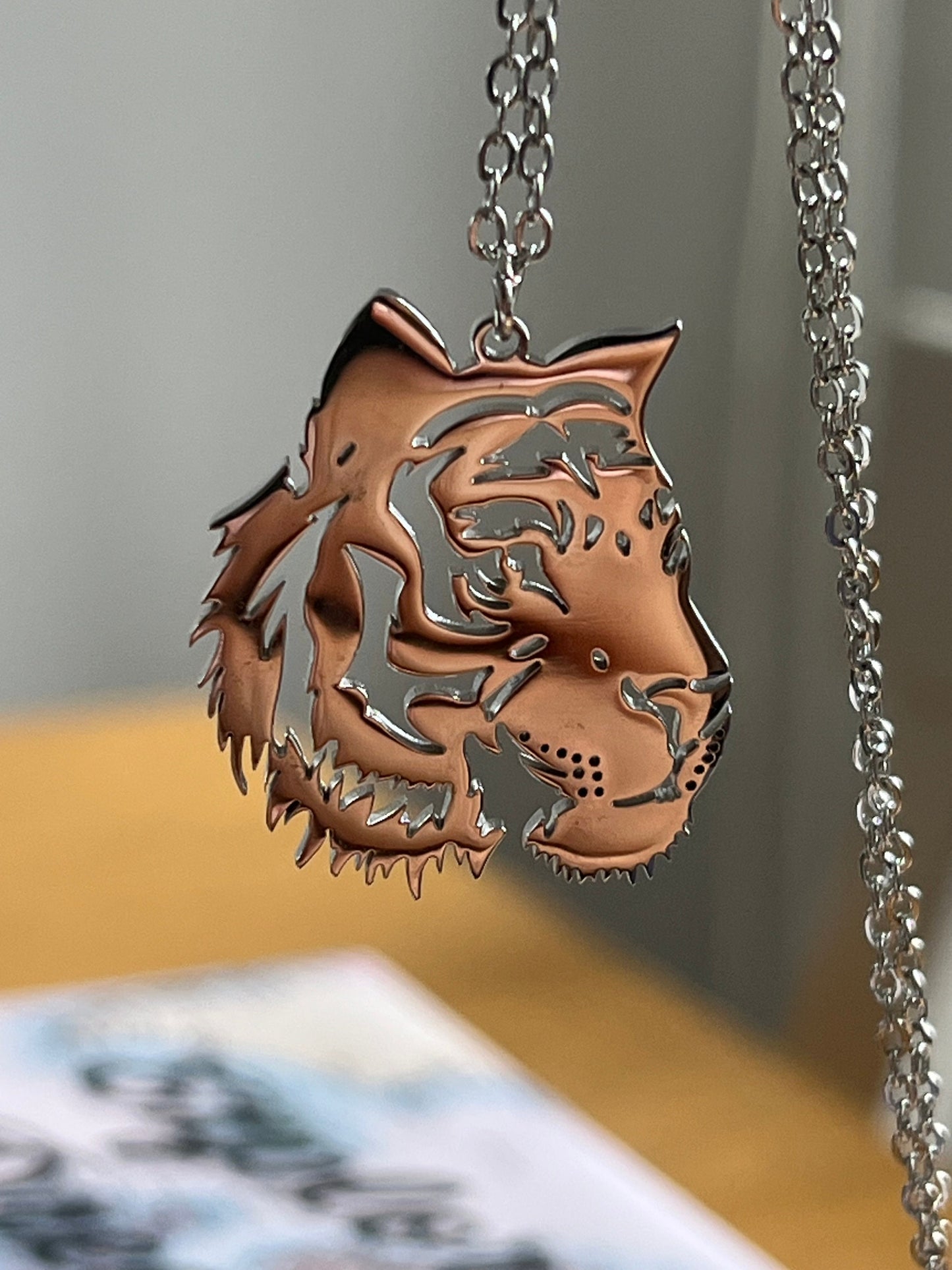 Tiger pendant necklace for Men/ Waterproof, sweatproof and tarnish free/ UK shop - Free shipping