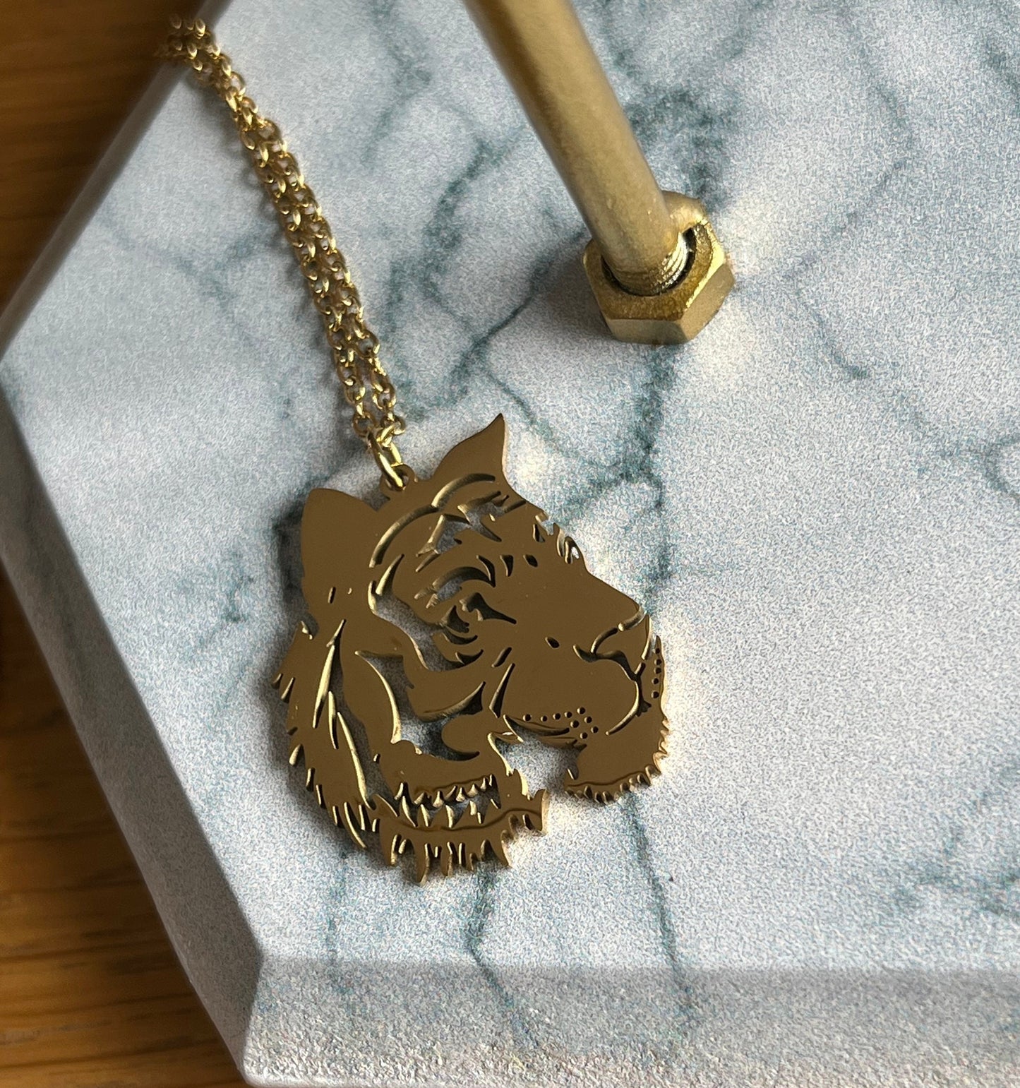 Tiger pendant necklace for Men/ Waterproof, sweatproof and tarnish free/ UK shop - Free shipping