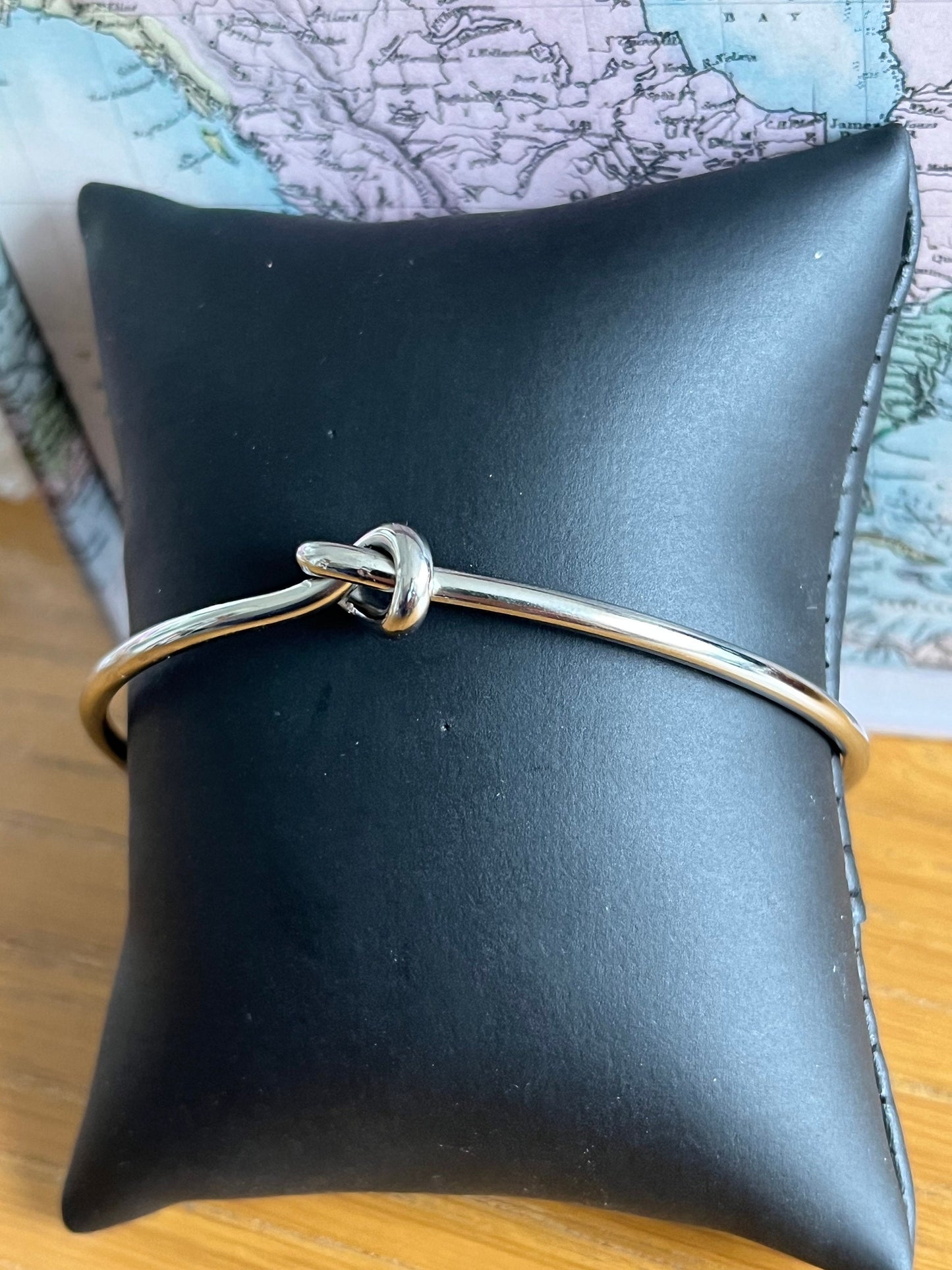 Open Knot Cuff Bangle/ Waterproof Silver or Gold Knot Bangle/ Open cuff Bracelet for her/ Etsy UK Shop - Free Shipping