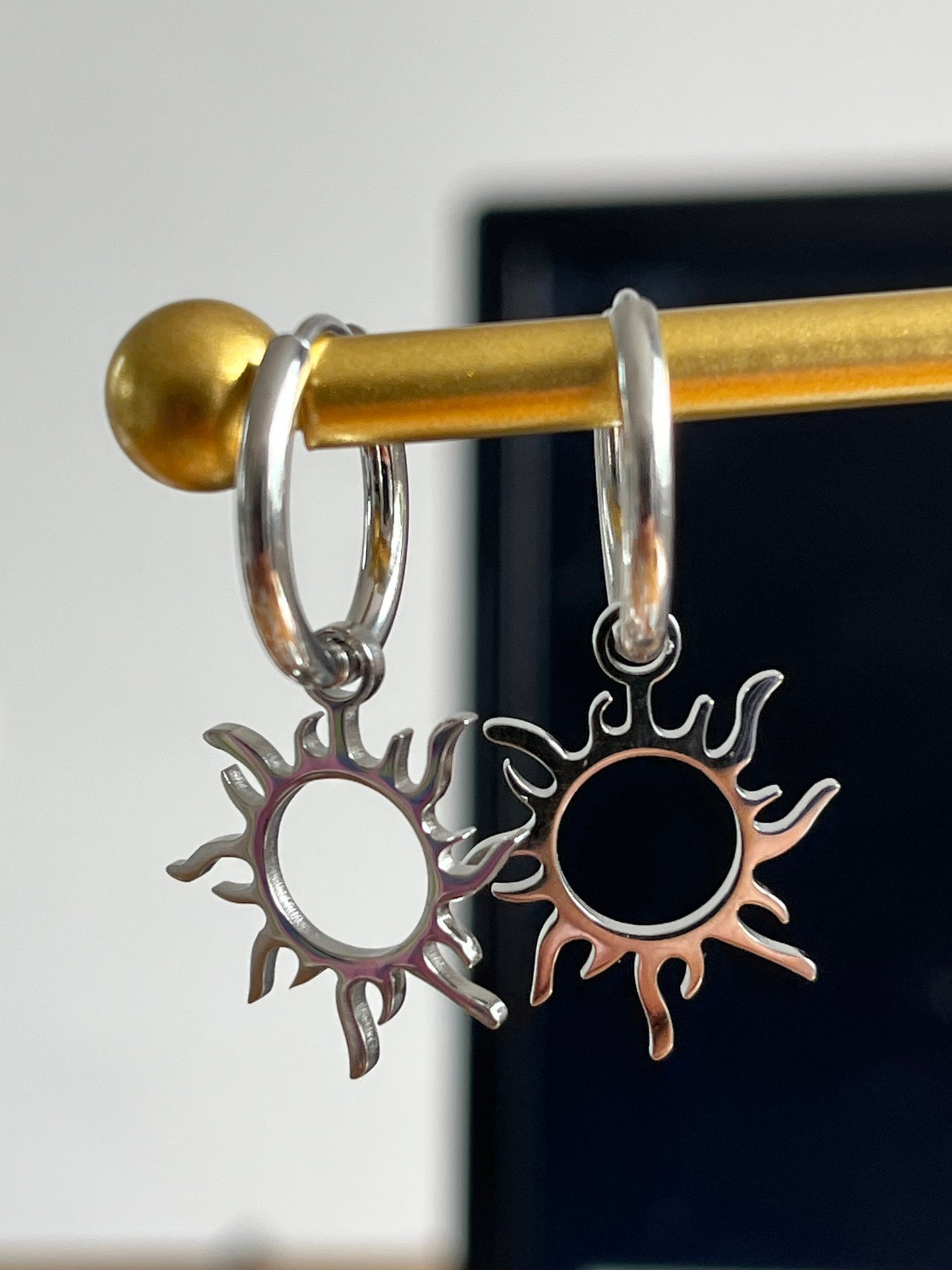 Sun gold hoops earrings/ Waterproof and Tarnish free/ Etsy UK shop - Free Shipping