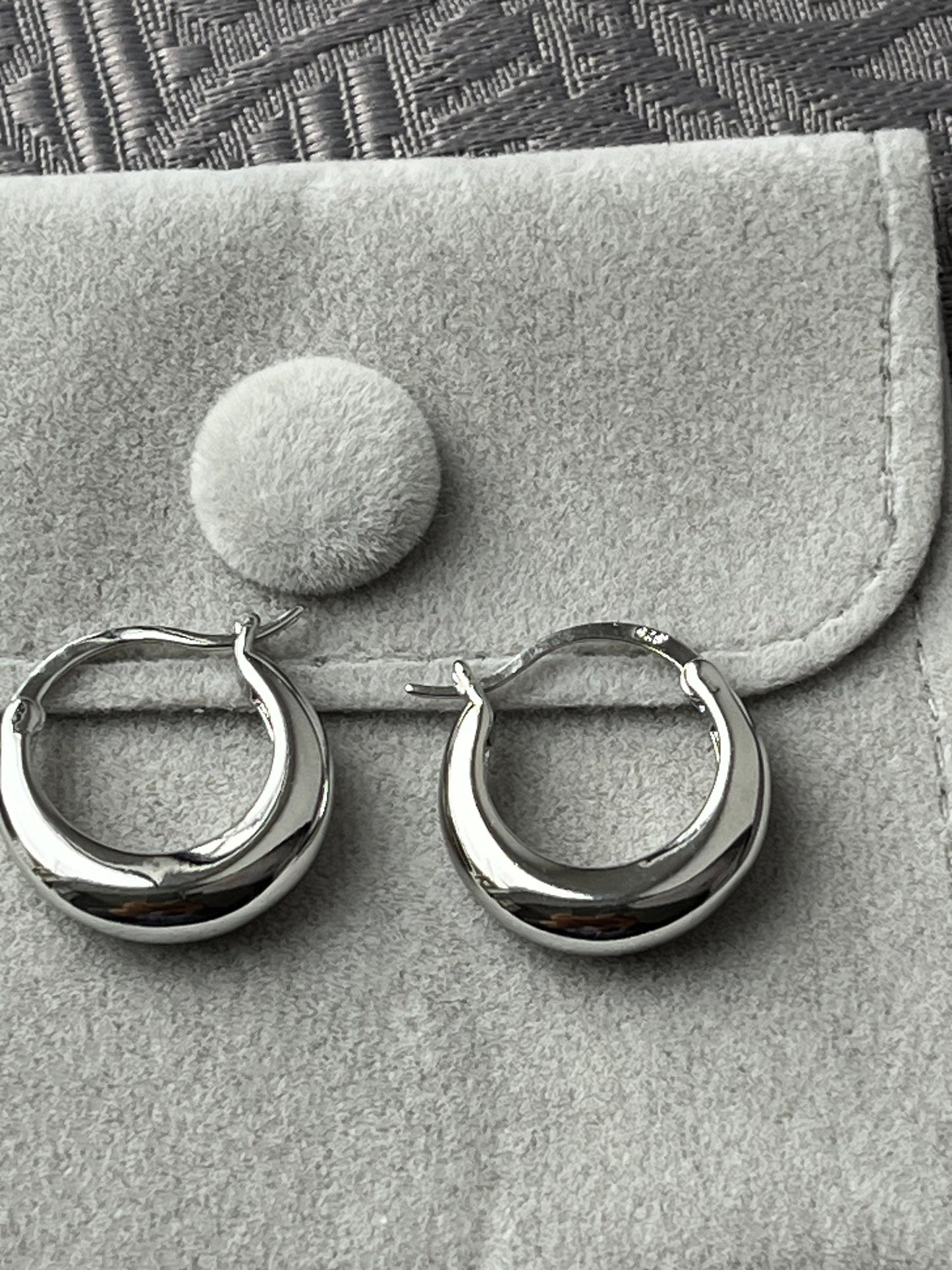 Gold Plated Huggie Hoops Earrings for her/ Minimalist bold chubby hoops / UK shop - Free Shipping