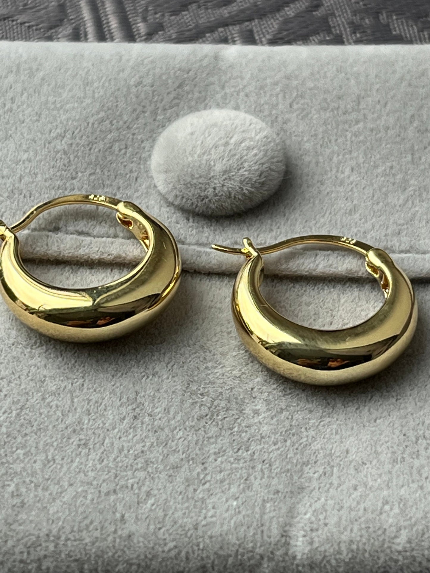 Gold Plated Huggie Hoops Earrings for her/ Minimalist bold chubby hoops / UK shop - Free Shipping