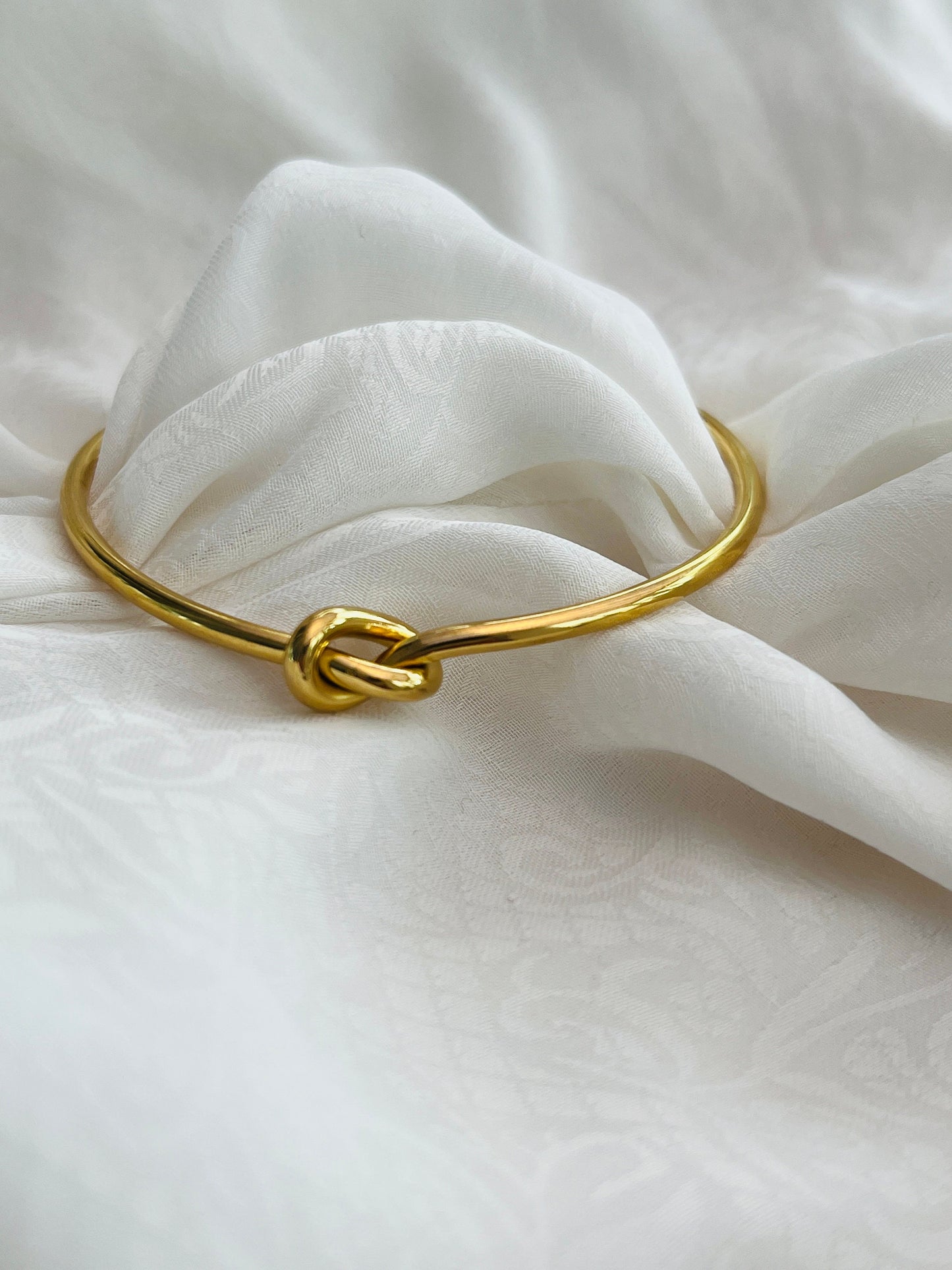 Open Knot Cuff Bangle/ Waterproof Silver or Gold Knot Bangle/ Open cuff Bracelet for her/ Etsy UK Shop - Free Shipping