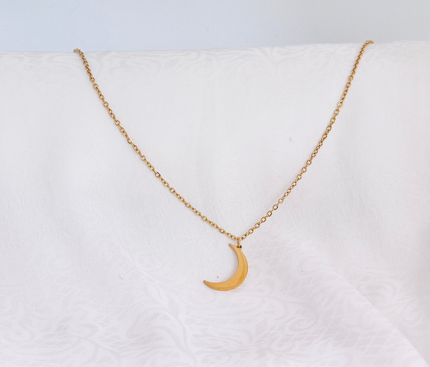 Gold Moon Pendant Necklace/Water, Heat & Sweat Resistant/Etsy UK shop - Free Shipping