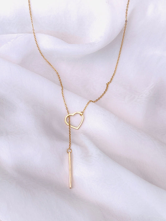 Bar Pendant Gold Necklace Minimalist, Chain Going Thru Necklace for her, Waterproof and Tarnish Free/ Etsy UK shop - Free Shipping