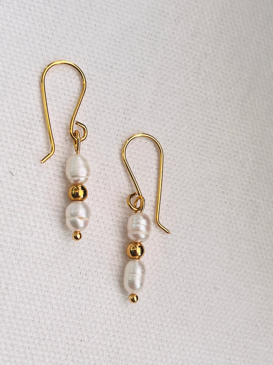 Natural Freshwater Pearl Drop Earrings handmade, Pearl Jewellery, Bridesmaid Gift, Gift for Her, UK shop - Free Shipping